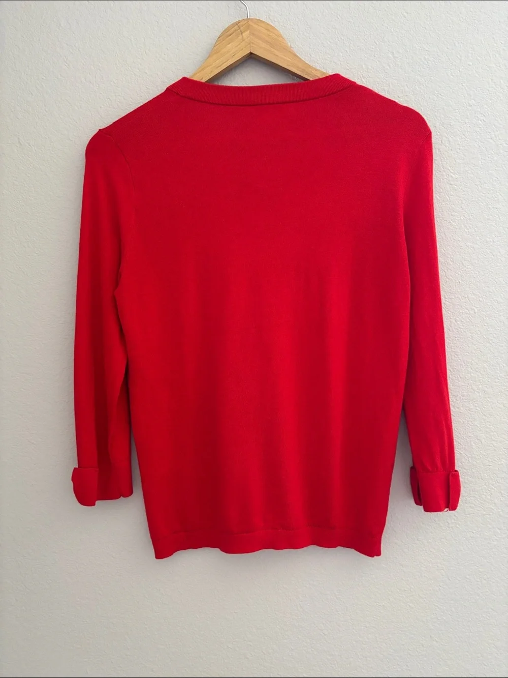 Kate Spade Somerset Bow Cuff Red Button-Front Cardigan Cashmere Blend Size M